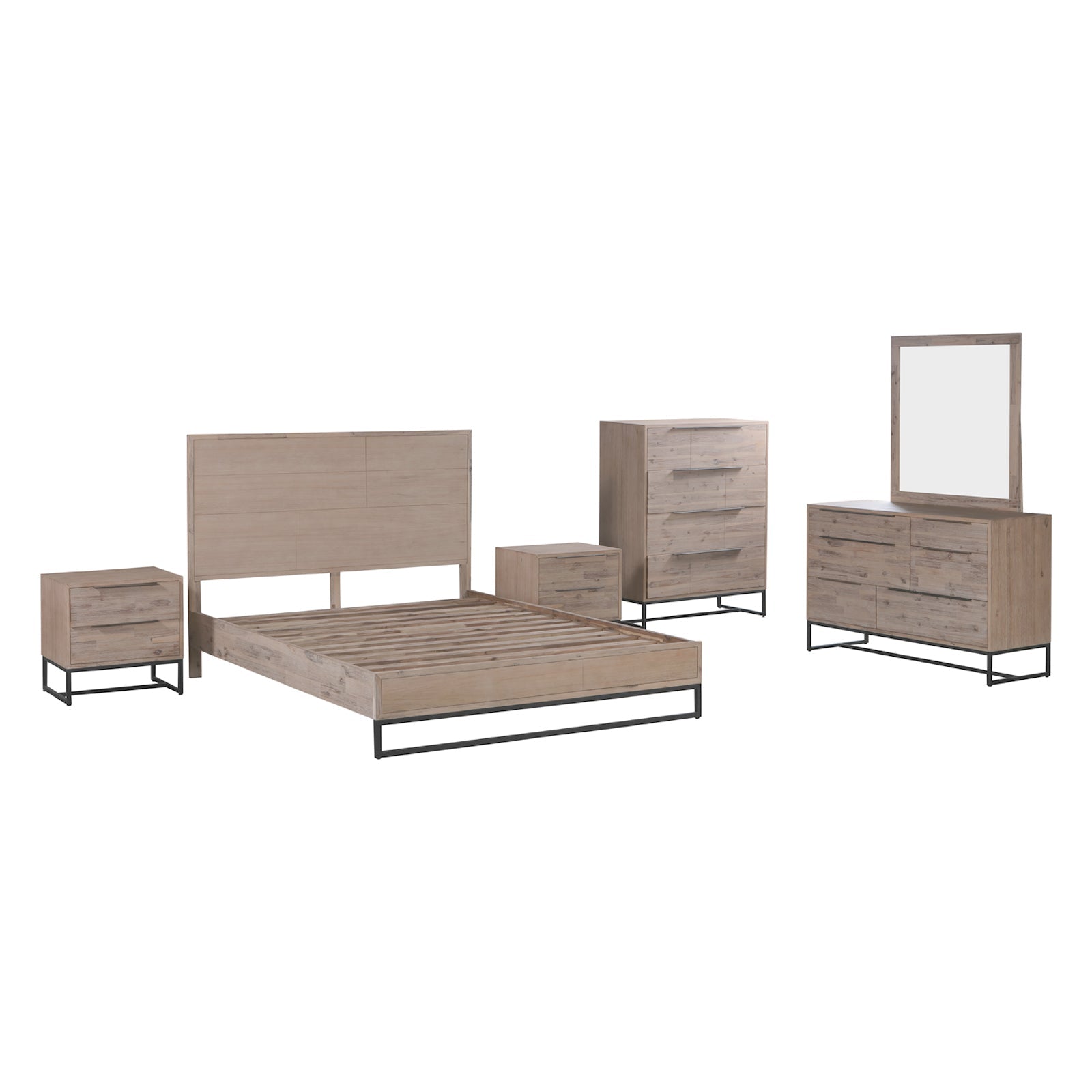 5 Pieces King Size Bedroom Suite made in Solid Wood