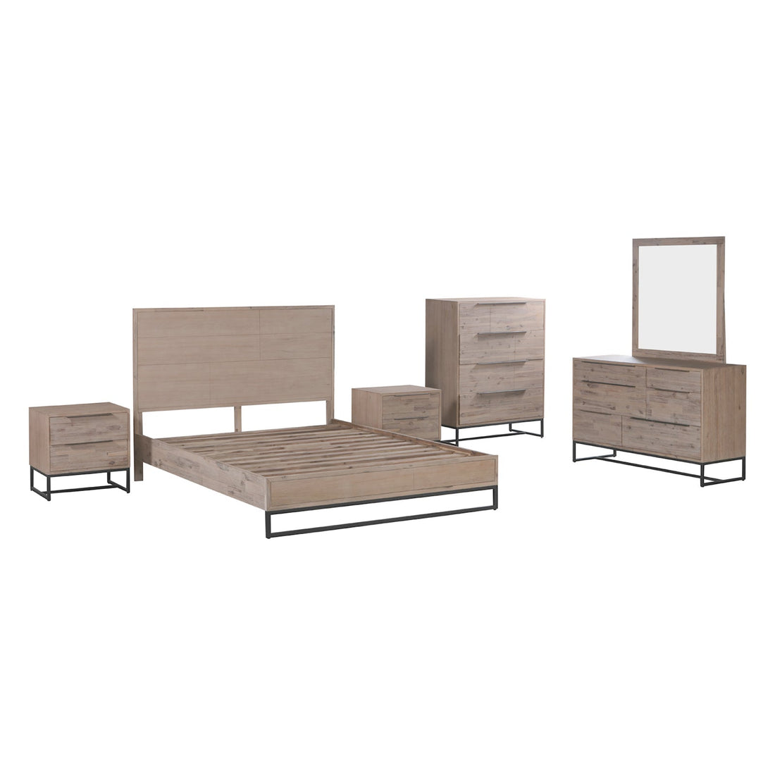 5 Pieces Queen Size Bedroom Suite made in Solid Wood