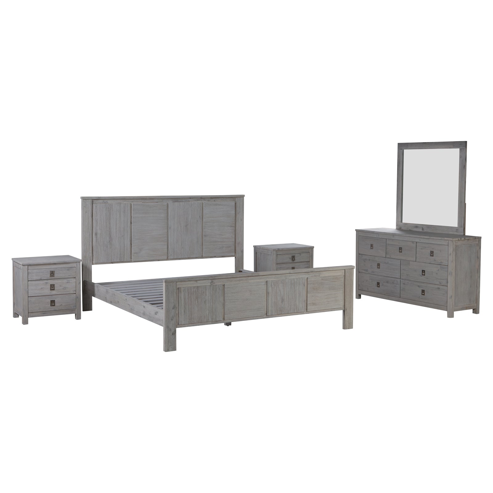 4 Pieces Queen Size Bedroom Suite with Solid Acacia Wood
