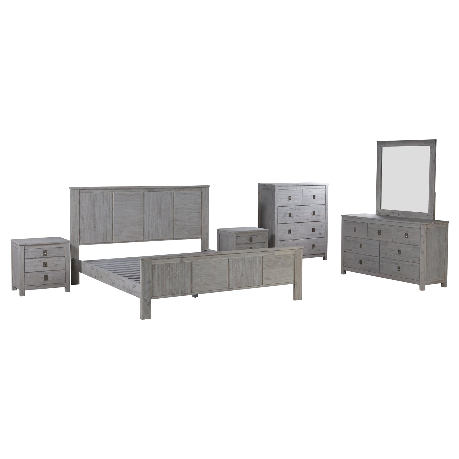 5 Pieces Queen Size Bedroom Suite with Solid Acacia Wood