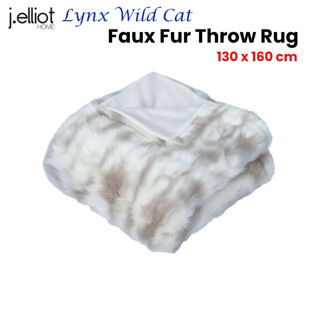 Warny Throw Soft Blanket Home Wild Cat Faux Fur Throw Rug 130 x 160cm - Ivory