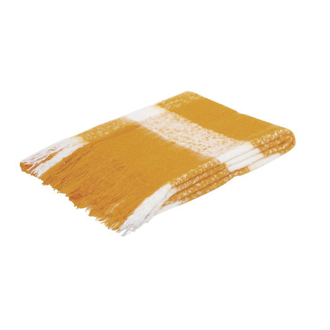 Wela Throw Soft Blanket Home Wren Faux Mohair Throw - Mustard