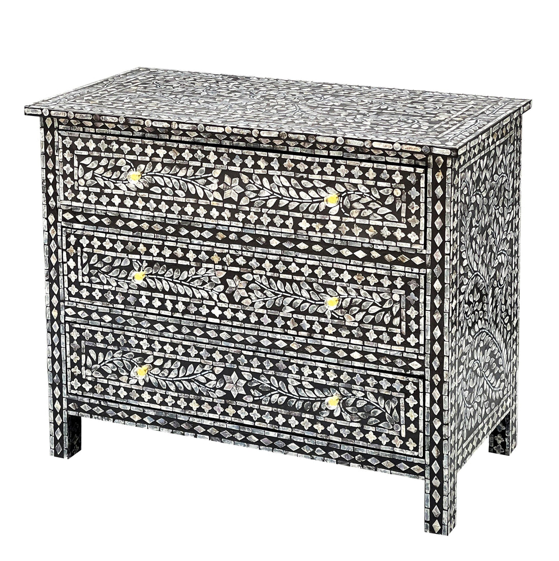 MOTHER OF PEARL HAND MADE MONOCHROME CHEST OF DRAWERS