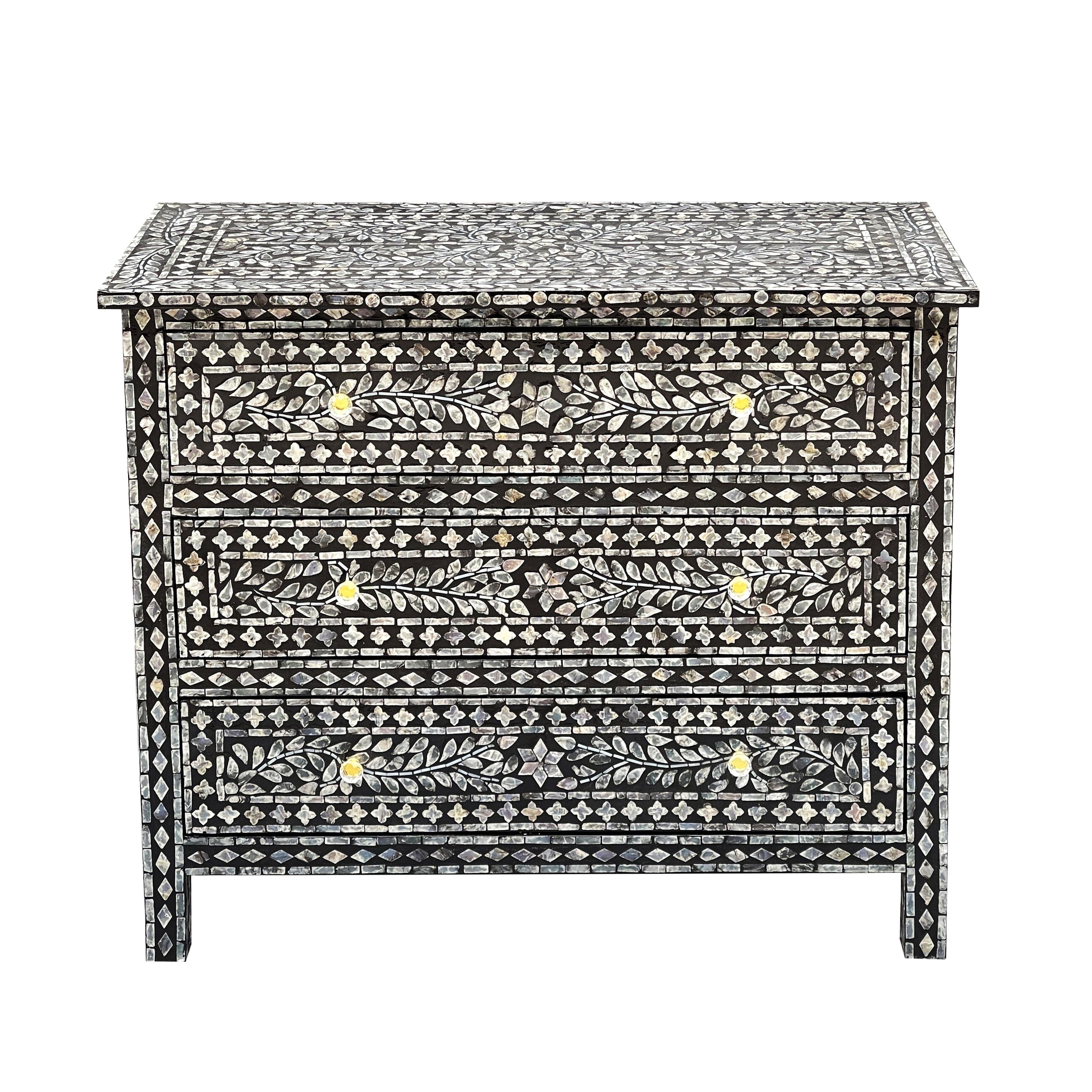 MOTHER OF PEARL HAND MADE MONOCHROME CHEST OF DRAWERS