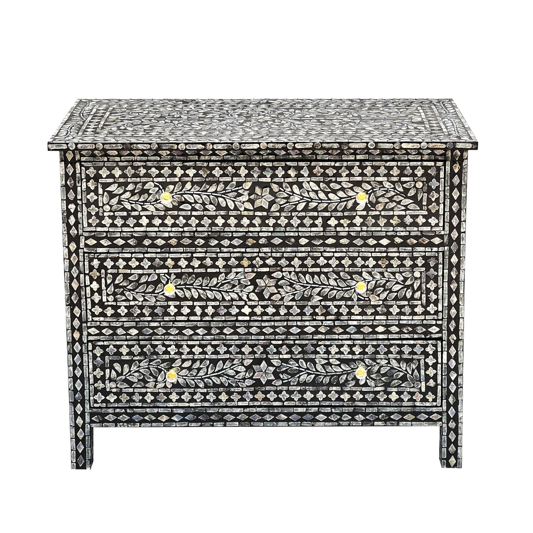 MOTHER OF PEARL HAND MADE MONOCHROME CHEST OF DRAWERS