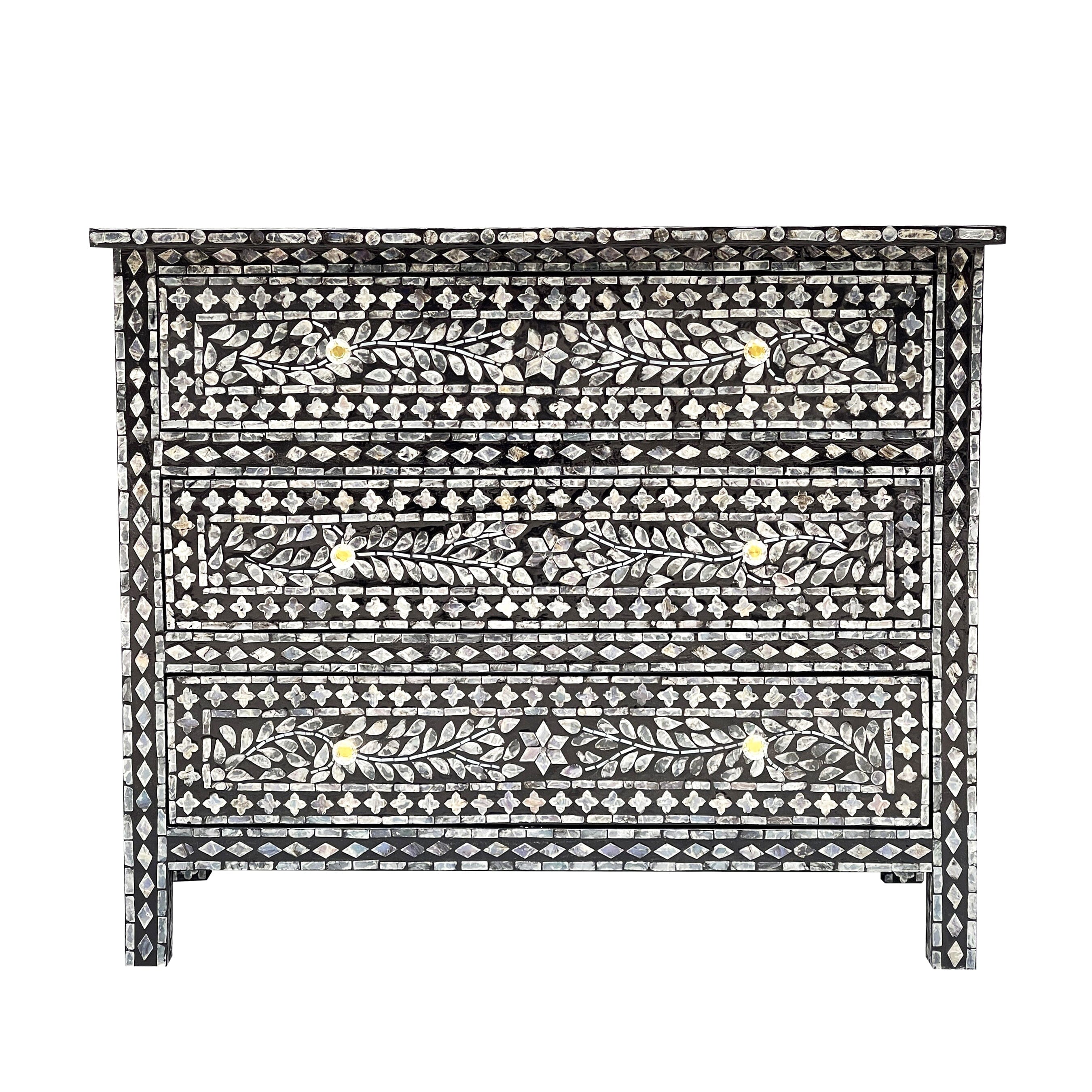 MOTHER OF PEARL HAND MADE MONOCHROME CHEST OF DRAWERS