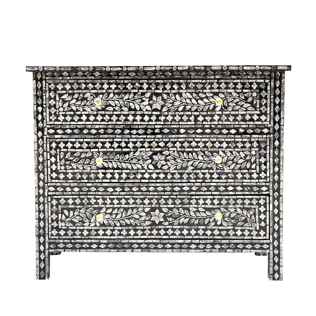 MOTHER OF PEARL HAND MADE MONOCHROME CHEST OF DRAWERS