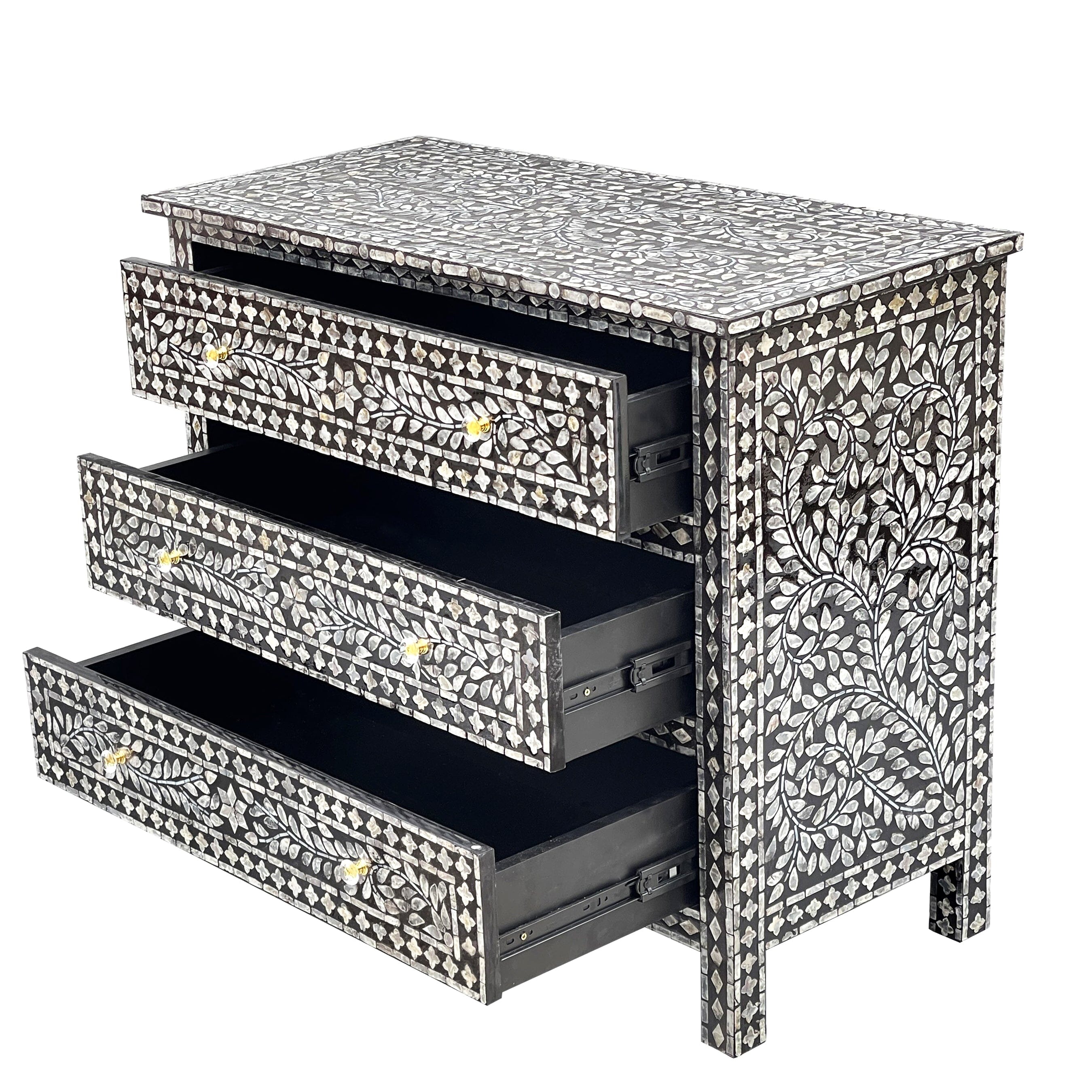 MOTHER OF PEARL HAND MADE MONOCHROME CHEST OF DRAWERS