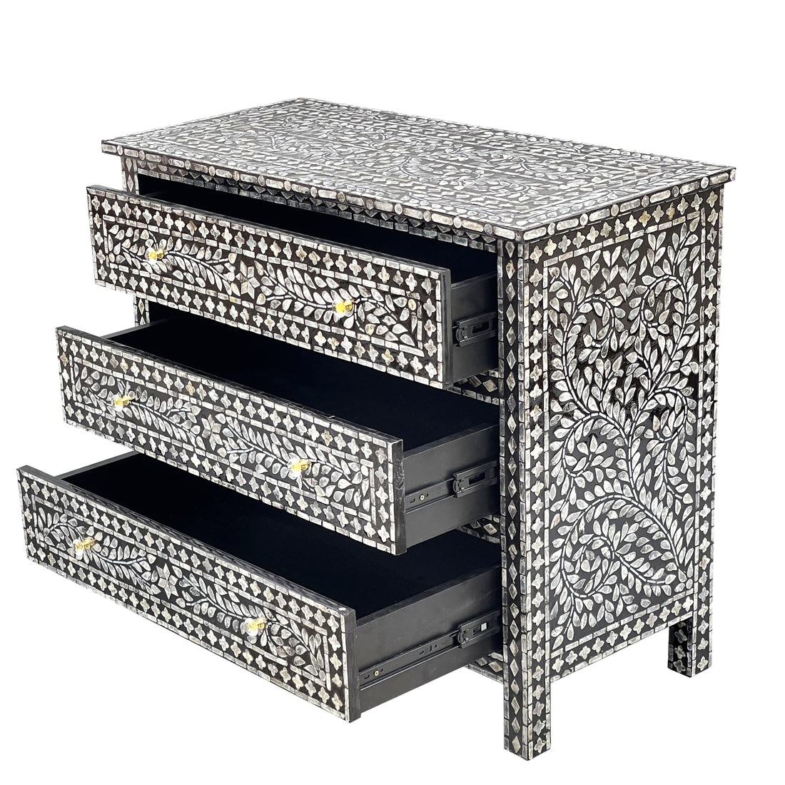 MOTHER OF PEARL HAND MADE MONOCHROME CHEST OF DRAWERS