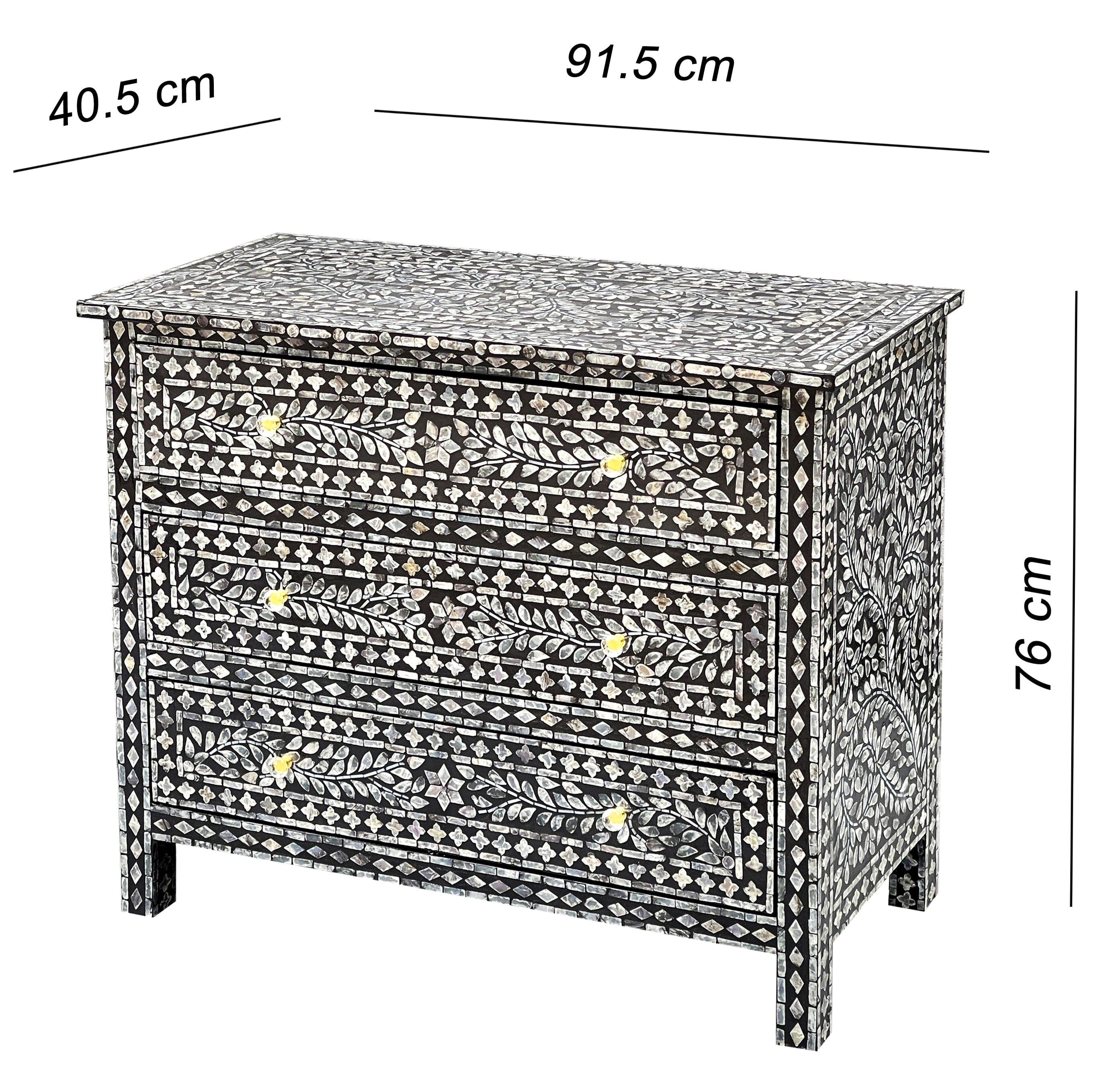 MOTHER OF PEARL HAND MADE MONOCHROME CHEST OF DRAWERS
