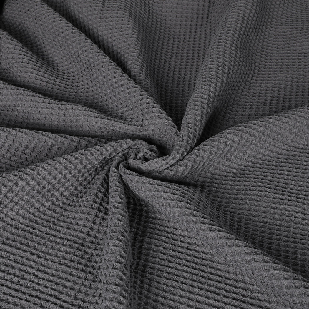 Webster Throw Soft Blanket Cotton Waffle Warm Large Sofa Bed Rugs Double - Dark Grey
